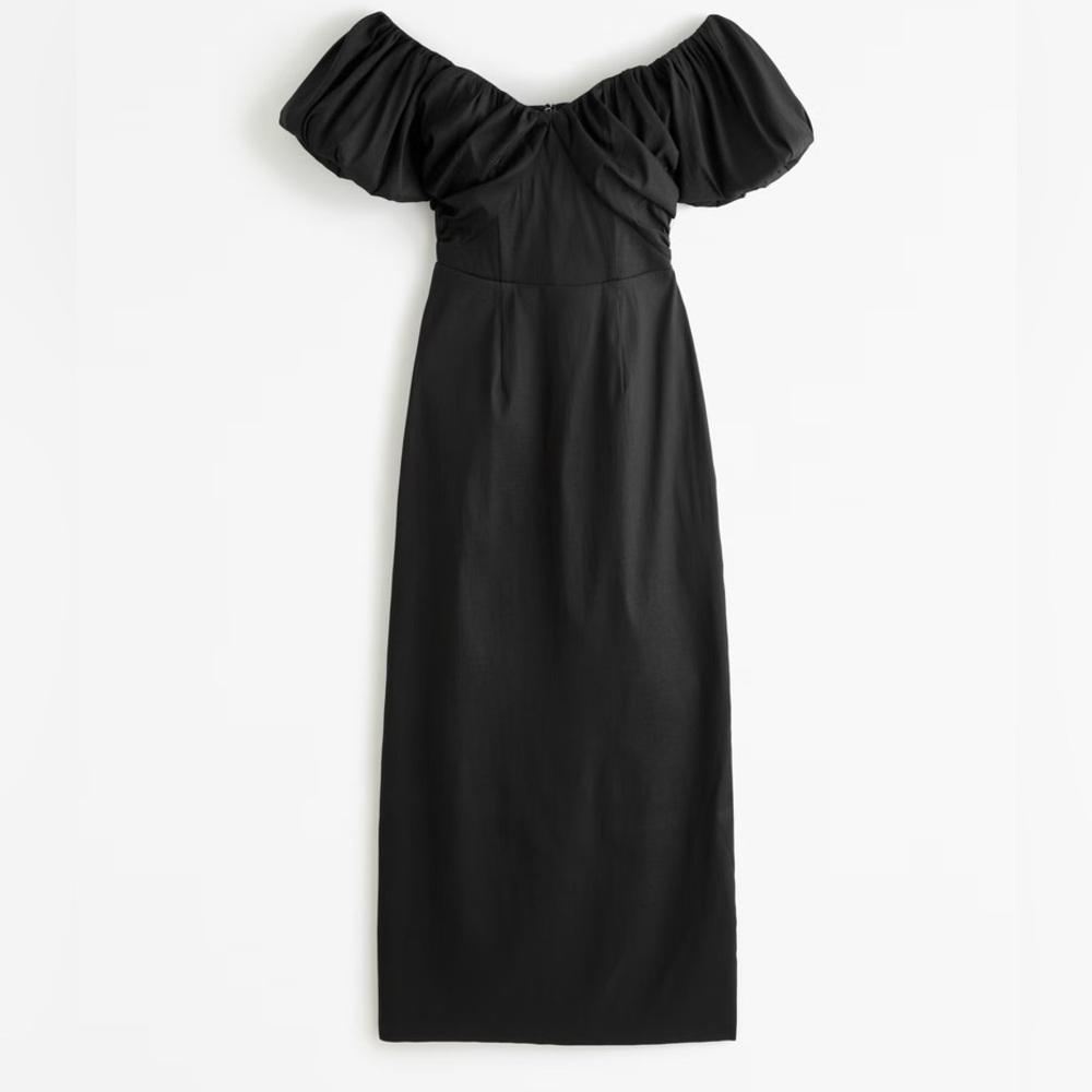 Abercrombie & Fitch Taffeta Off-The-Shoulder Midi Wedding Guest Dress